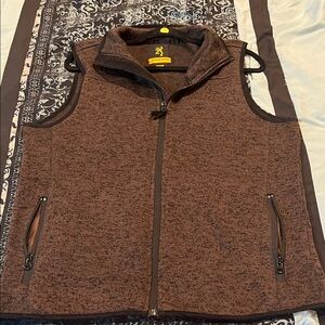 Browning Brown Marled Fleece Vest with Zip Pockets